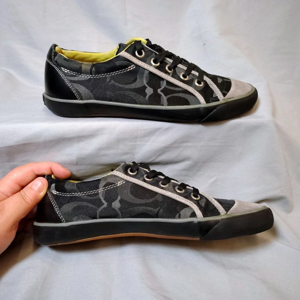 Coach Barrett P547 Womens Signature C Black Grey Canvas Sneakers Size‎ 7B